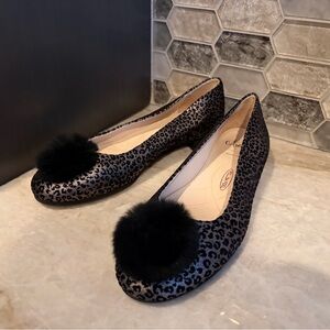 Amalfi Leopard Print Flats with Black Pom Pom